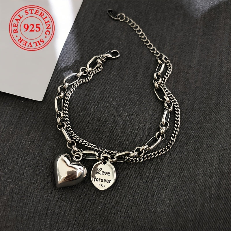 Stylish Double Layer Bracelet with Vintage Charm - 925 Sterling Silver, Ideal for Everyday Wear or Gifting