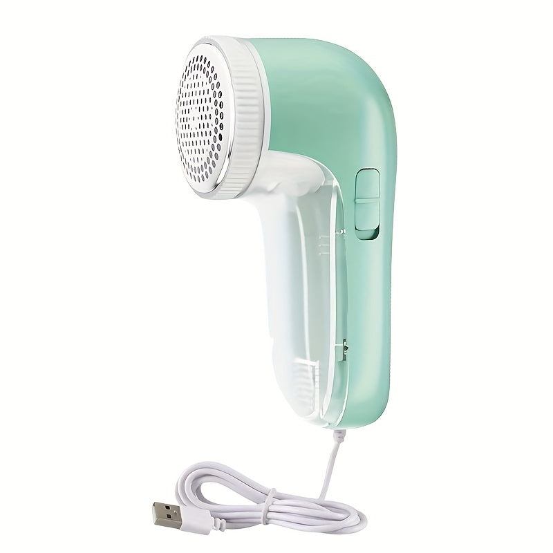 Electric lint remover with 3 stainless steel blades removes lint quickly and effectively from various fabrics for home use.