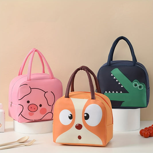 Portable Cartoon Insulated Lunch Bag in Multiple Colors, Available in 1 or 2 Pieces. Keeps Food Fresh and Thermal Sealed. Ideal for Office, School, Hiking, Camping, Picnic, and Kitchen Supplies.