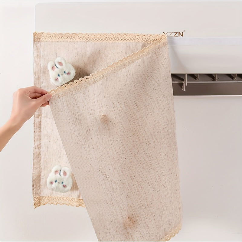 Windproof Air Conditioning Curtain with Breathable Material that Blocks Cold Air, featuring an adorable plush doll attachment. This Anti-Blowing, Windproof Door Curtain is perfect for keeping out dust and drafts in style with its gauze fabric art design.