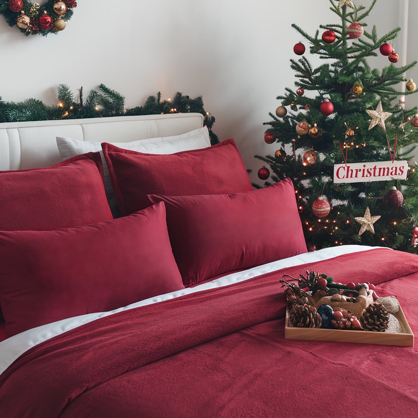 Soft and cozy microfiber pillowcases set of 2 features a wrinkle and stain-resistant design with an envelope closure for easy care. Adorned with a festive Christmas tree design, these pillowcases are perfect for bedroom and dorm decor.