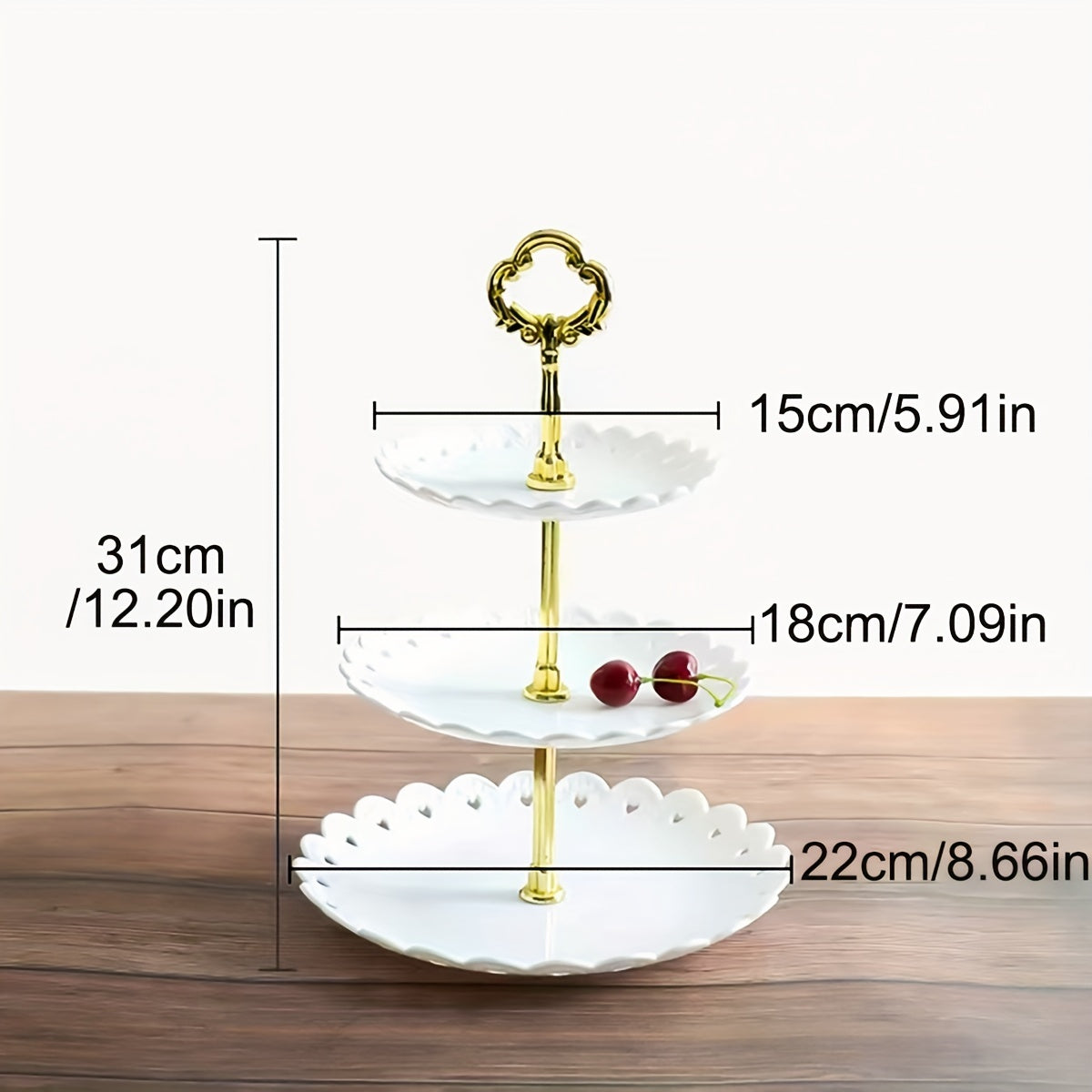 Elegant 3 tier cupcake stand with ruffled or lacy design perfect for tea parties, weddings, and more. Ideal for decorating and serving desserts at any occasion.