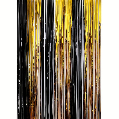 Golden Foil Tinsel Ribbon Streamer, for various occasions and home decor, suitable for ages 14+