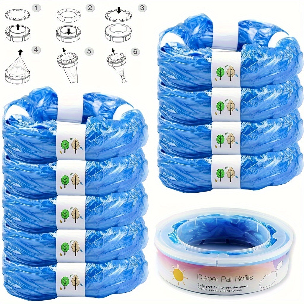 1 Refill Cartridge of 9 Packs Diaper Refill Bags Compatible With Genie And Munchkin Diaper Pails