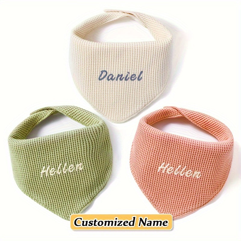 Set of 3 Soft and Absorbent Kids' Bibs - Adjustable Snap, Breathable Cotton Material, Optional Personalized Name - Great for Children and as Gifts for the Holidays