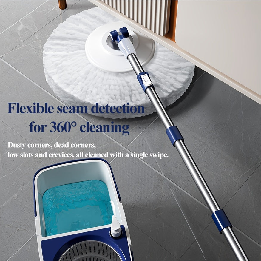 Get the Spin Mop and Bucket System with 3 Reusable Washable Microfiber Pads, Automatic Wringer, Perfect for Hardwood, Laminate, Tile Floors. Great for Living Room, Bedroom, Bathroom, Kitchen, Car - No Electricity Required!