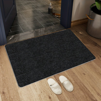 Ultra-absorbent 1pc door mat with non-slip backing - Long-lasting and machine washable to combat dust, water, and sand - Ideal for main entrances, back doors, bedrooms, kitchens, and offices.