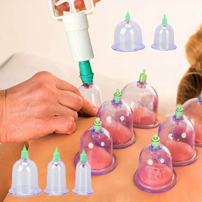 12pc Cupping Therapy Set with Vacuum Suction Massage Cups for Body Massager and Personal Health Care. Physiotherapy Jars with Double Seal Strong Absorption.