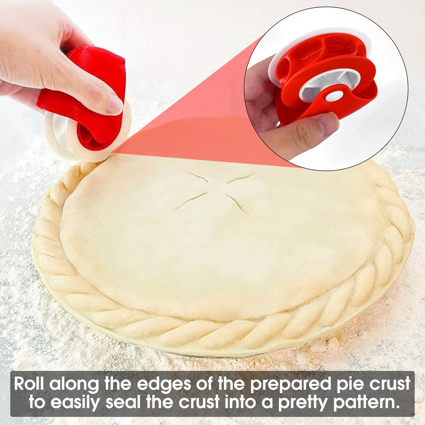 Convenient pastry wheel for precise edges; ideal for baking enthusiasts.