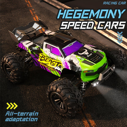 HEGEMONY BEAST 2.4G High-Speed RC Car, 1:16 Scale 4WD Off-Road Vehicle with Sync Remote Control System, USB Rechargeable, Wi-Fi Enabled - Ideal Birthday Gift, Green & Black with Purple