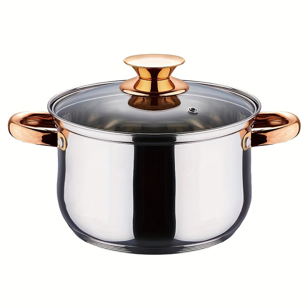 Kaisa Villa 5-Layer Composite Bottom Thick Stainless Steel Soup Pot with Double Handle - Perfect for Cooking Soup, Milk, Noodles, Desserts, and Sauces - Non-Stick Finish and Induction Compatible