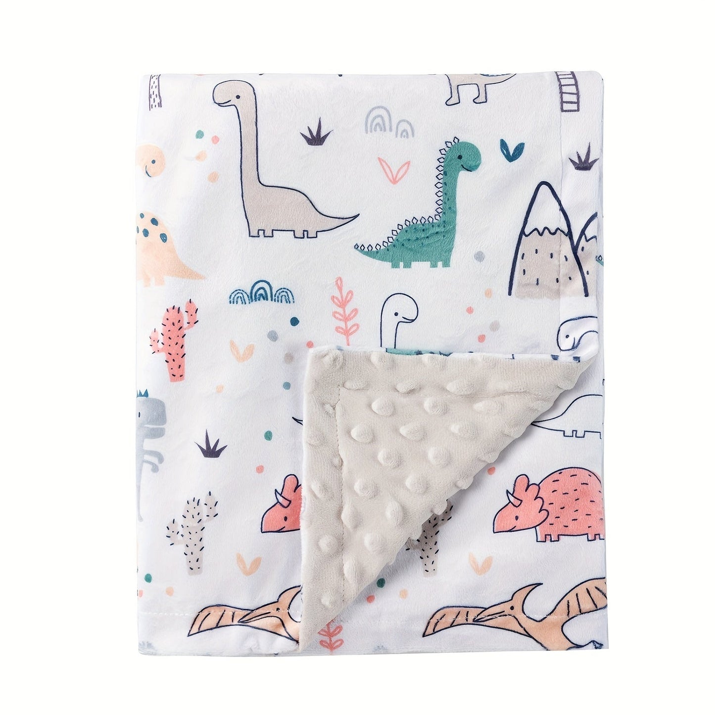 Minky Baby Blanket with Cute Print, Double-layered Micro Fleece and Silky Soft Dotted Backing, 101.6x76.2 cm