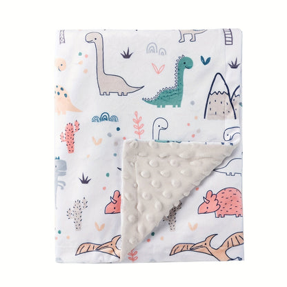 Minky Baby Blanket with Cute Print, Double-layered Micro Fleece and Silky Soft Dotted Backing, 101.6x76.2 cm