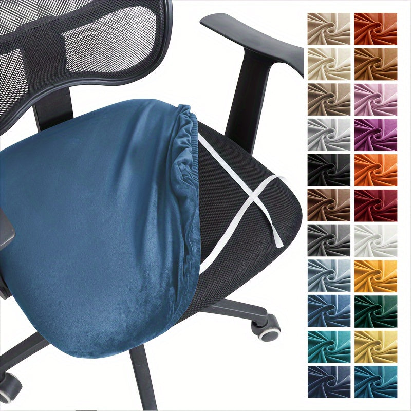 1pc Super Soft Chair Cover in Silvery Fox Velvet with Binding Belt and Elastic for Home, Hotel, or Office Chairs.