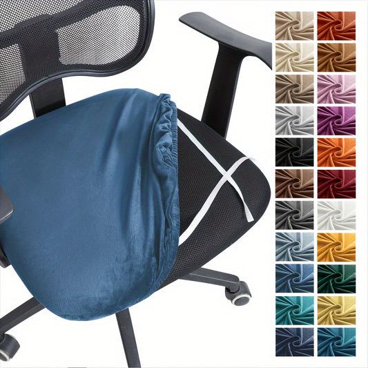 1pc Super Soft Chair Cover in Silvery Fox Velvet with Binding Belt and Elastic for Home, Hotel, or Office Chairs.