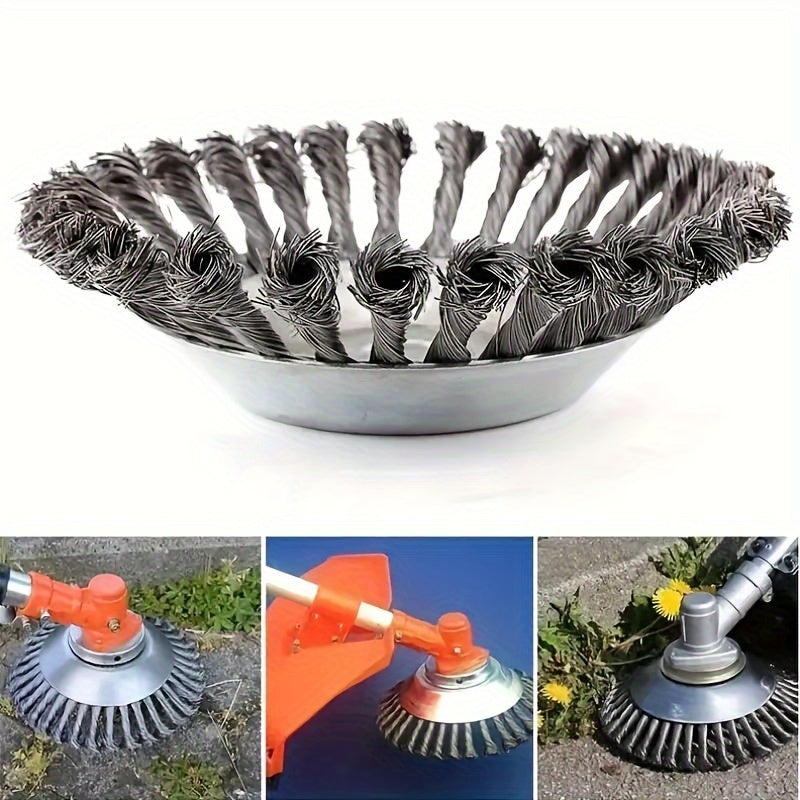 5 Steel Wire Wheel Trimmer Cutter Heads for Lawn Mowers, Weed Brush, and Rust Removal - Ideal for Gardens, Parks, and Roadsides.