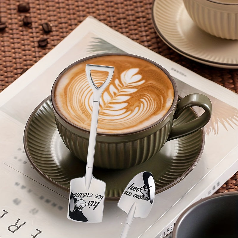 Set of 2 Couple Coffee Spoons - HIS and HER Ice Cream Coffee Spoons with Personalized Lettering - Stainless Steel