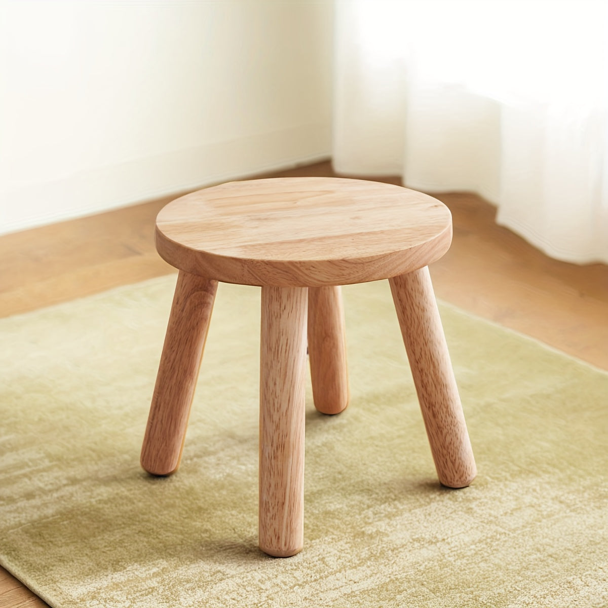 Solid wood round stool ideal for changing shoes at home or office.