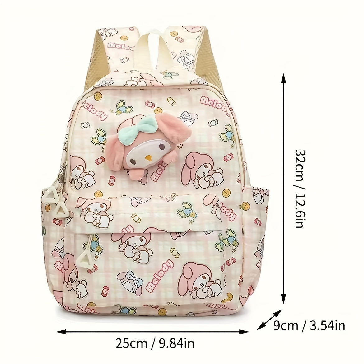 Charmer backpack featuring Sanrio's hello kitty, Kuromi & Mymelody - Cute anime daypack for women, perfect for school and travel.