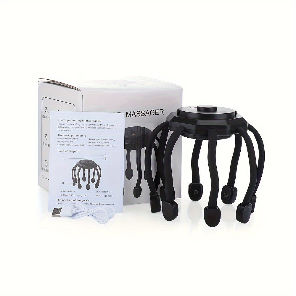 1pc USB rechargeable electric octopus claw scalp massager for home and travel, ideal for New Year and holiday gifts