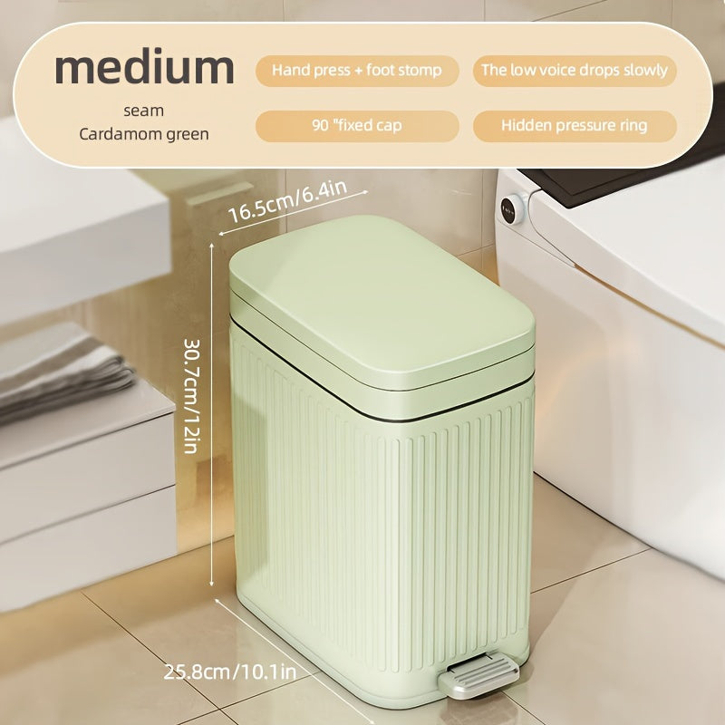 Sleek 7L Diaper Pail with Effortless Press Operation - Compact Trash Can with Lid for Space-Saving Convenience - Perfect for Adults and Teens Aged 8 and Up, Must-Have Household Cleaning Accessory - Sturdy Plastic Construction for Long-Lasting Use.