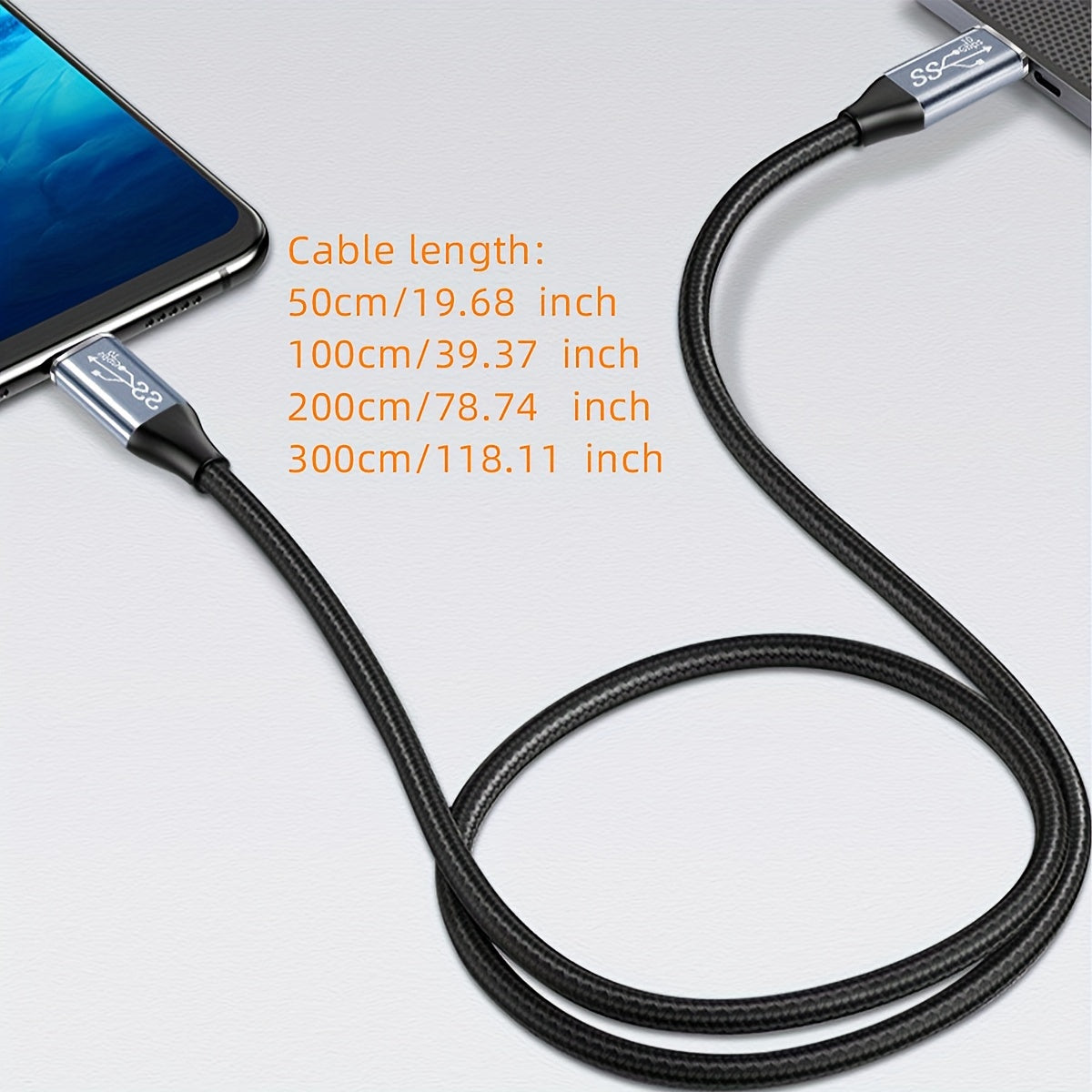 8K 60Hz USB-C video cable with 100W power delivery, suitable for laptops.