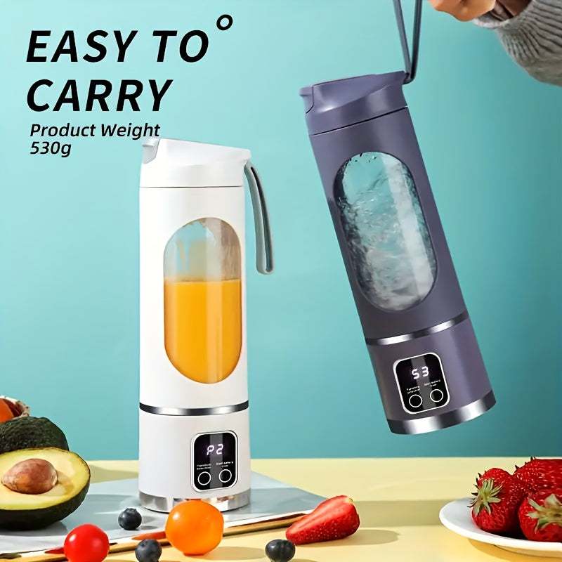 This portable USB-rechargeable blender and juicer features a convenient digital display for easy operation. With three modes to choose from, including an Easy Clean function, this blender has a powerful 12-blade design and a long-lasting 1500mAh battery.