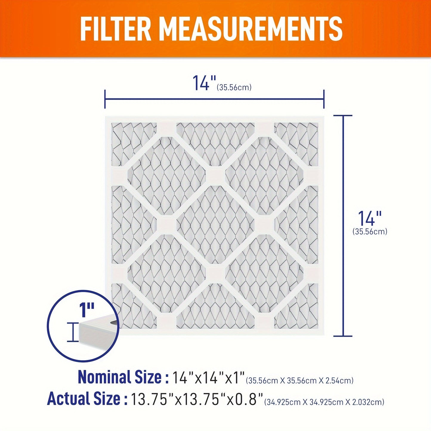 6-Pack of MR.FILTERS MERV 8 Air Filters for HVAC AC Furnace, 35.56x35.56x2.54 cm PET Material, Pleated Replacement Filters Compatible with Most Furnaces