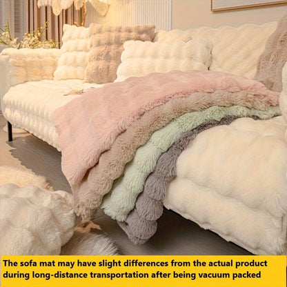 Winter plush sofa cover, anti-slip, dustproof slipcover for couch in living room, office, bedroom, home decor.