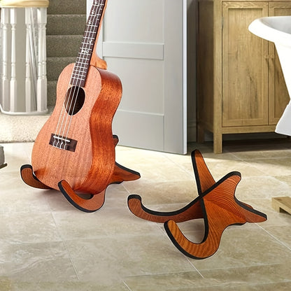 Wooden X-Type guitar stand with soft rubber cover for various string instruments.