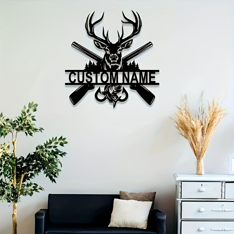 Iron Deer Wall Art that can be customized to suit your taste. This Personalized Metal Wildlife Hanging Decor features a Black Hunting Theme Wall Sticker, creating a unique and elegant touch to your home or kitchen. The reusable Animal Silhouette adds a