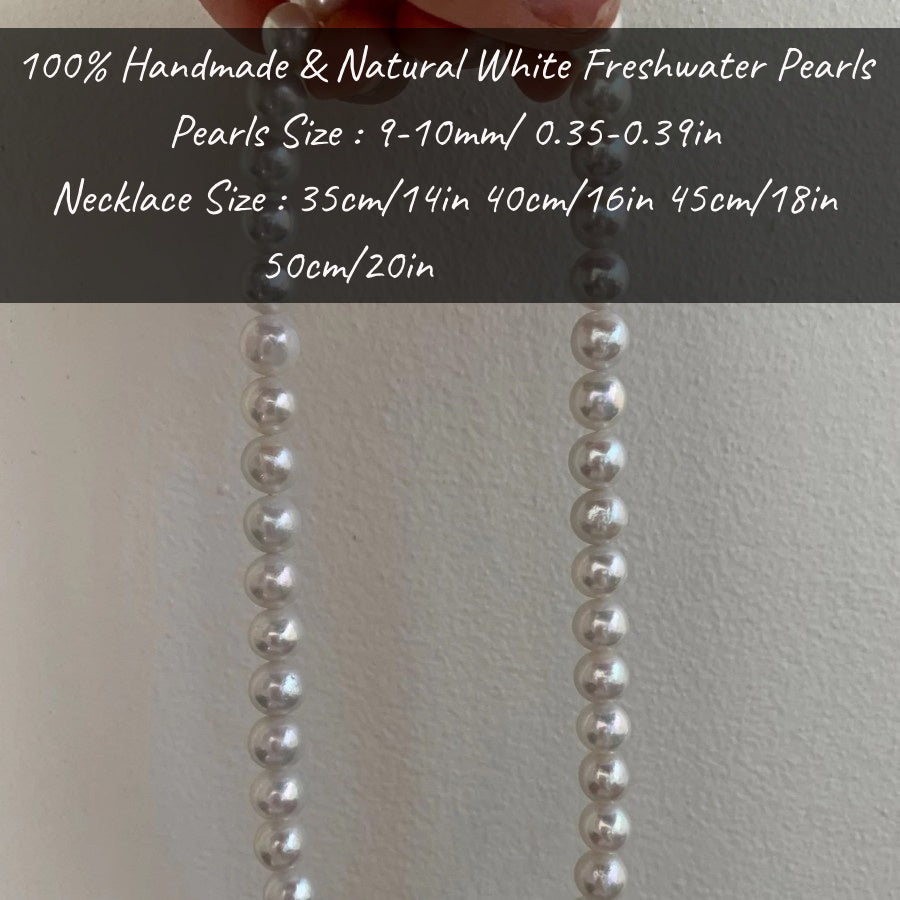 Elevate your style with the MYSOYA Elegant Large Natural White Pearl Necklace, featuring stunning 9-10mm pearls. This necklace comes in an exquisite gift box, making it perfect for any occasion - from daily wear to parties, birthdays, anniversaries