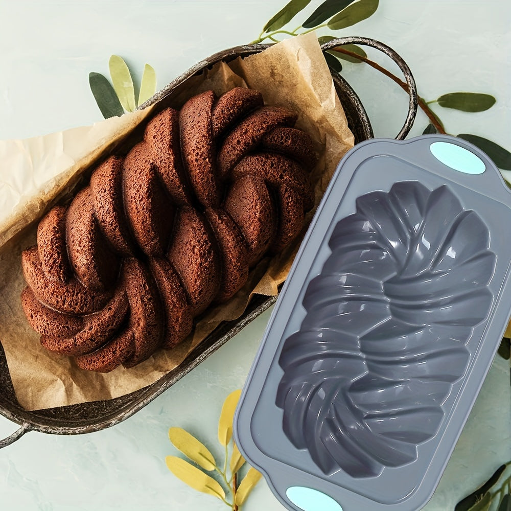 Set of 4 Silicone Baking Molds - Non-Stick, Flexible Loaf Pans featuring Lotus, Spiral, Braided, and Classic Fluted designs for Cakes, Breads, Meatloaf, Quiche, and more. Ideal for Holiday Parties and Gifting.