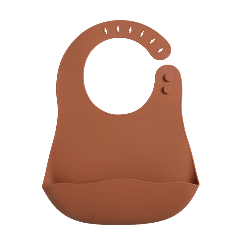 Adjustable Waterproof Infant Bibs in Solid Colors with Soft Silicone Material, Featuring a Pocket for Newborns to Keep Clean During Mealtime