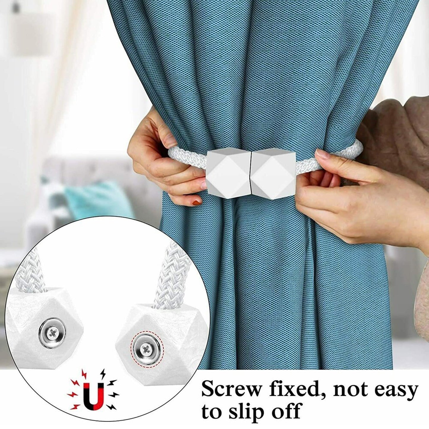 Set of 4 Modern Magnetic Curtain Tiebacks - Versatile and Sturdy for Stylish Bedroom and Living Room Decor