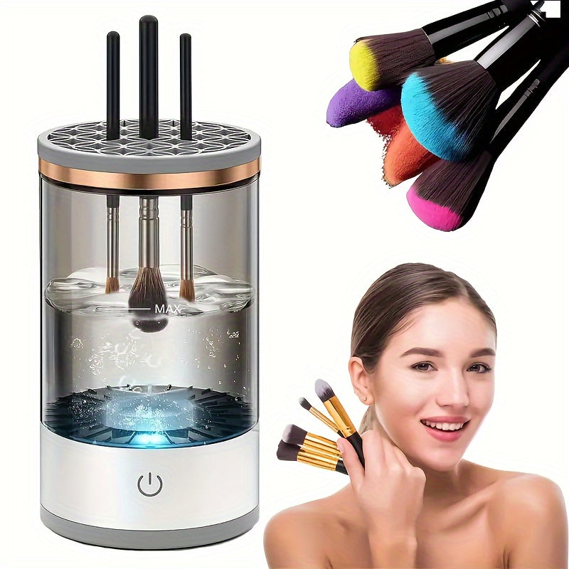 USB-powered makeup brush cleaner that deep-cleans cosmetic tools with ease.