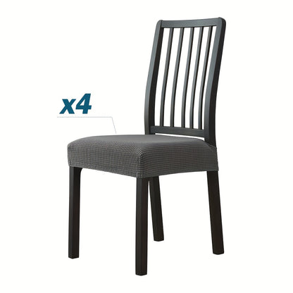 Stretchable dining chair covers made from a blend of elastic spandex and polyester, machine washable with contemporary design. Fits most chairs (42/66cm width) for chair protection. Ideal for modern home decor.