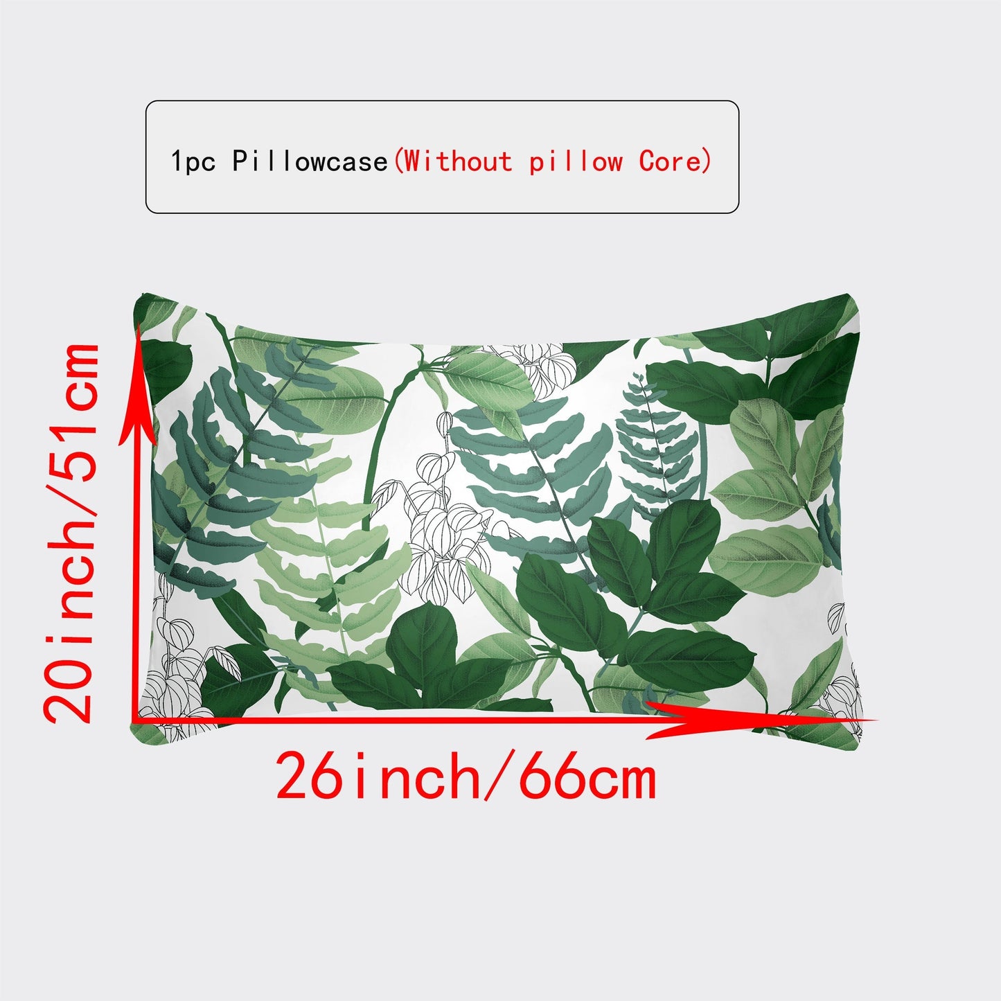 [Top Pick] Luxuriously Soft & Breathable Pillowcase - Featuring Envelope Closure and Multiple Size Options (30x50, 51x66, 50x75) - Stylish Floral & Botanical Patterns in White, Silver, Red, Purple, Grey, Pink, Lucky Clover, Maple Leaf, and Green Plants -