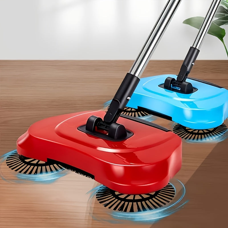 Ko'k/Qizil 3-in-1 Qo'l Broom Sweeper Mop Vacuum Kombinatsiyasi - Yog'och va Kafel Pol uchun Ko'p Funktsiyali Tozalash Vositasi, Quruq va Nam Foydalanish, Hayvon Sochlarini va Changni Olib Tashlaydi, Yashash Xonasi, Yotoqxona, Oshxona va Tualet uchun Ideal