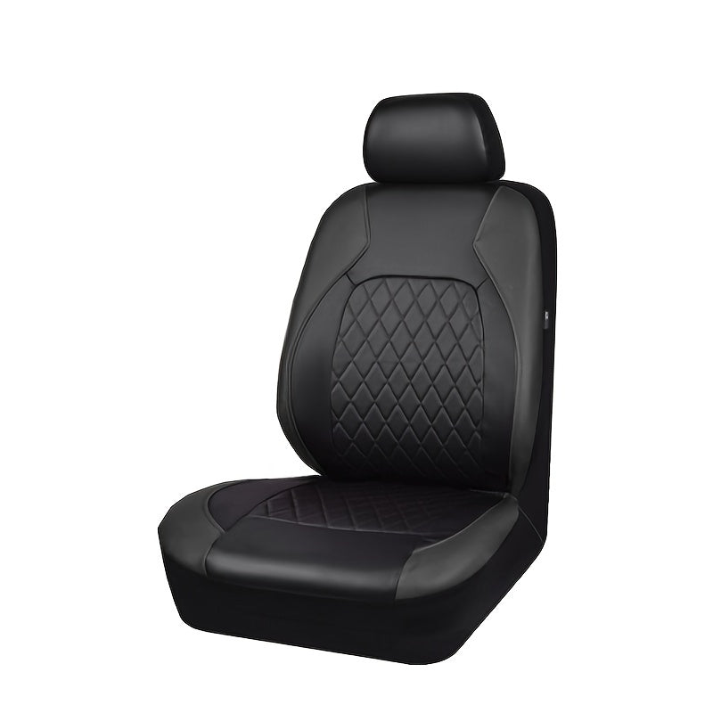 4-piece leather car seat covers with removable headrest and washable design for car, SUV, van, and sedan.