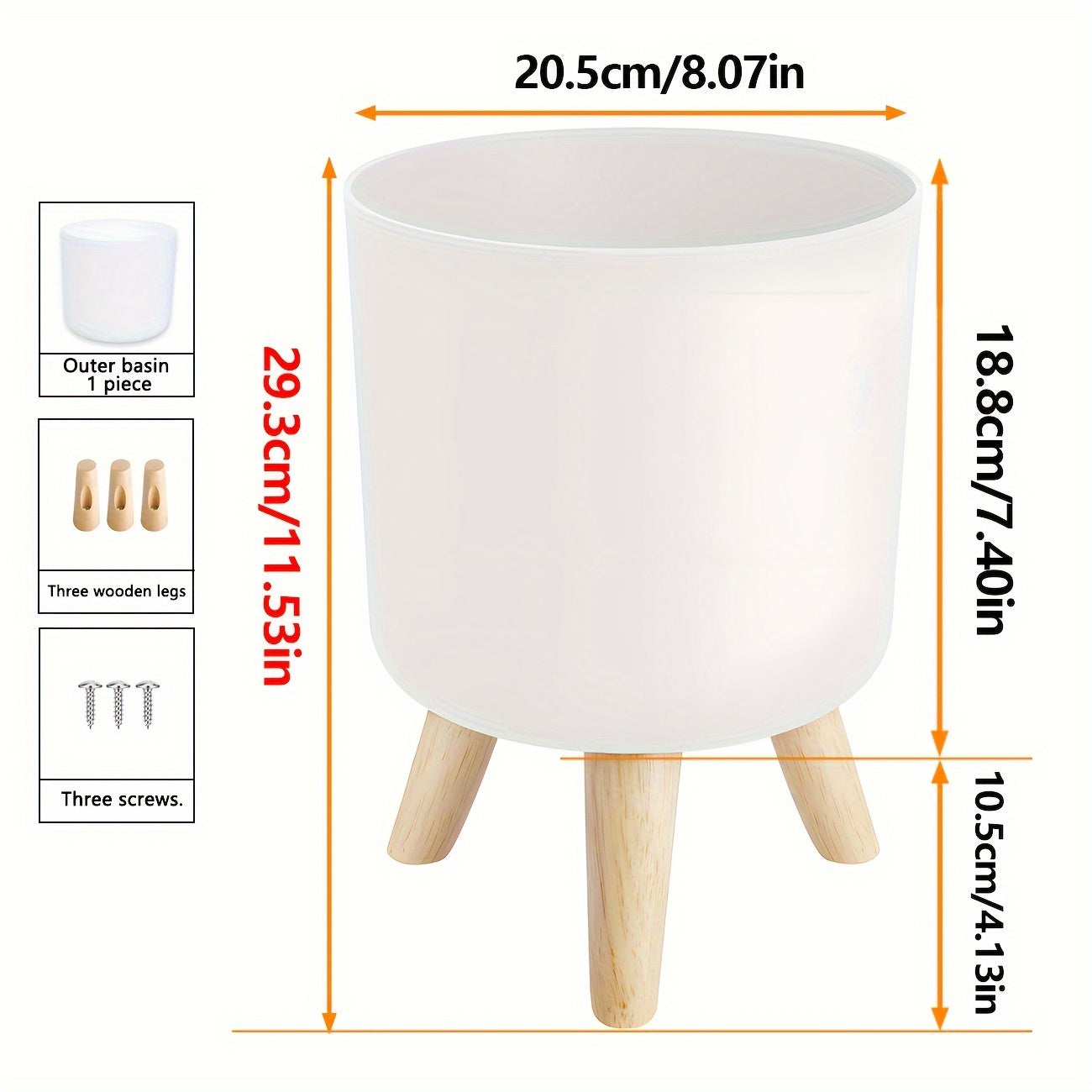 Wooden leg planter for indoor/outdoor use in home or office, suitable for various plants.