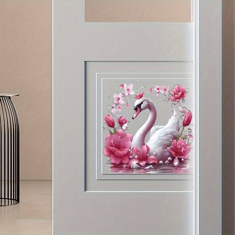 One swan pattern toilet lid sticker for bathroom and kitchen decoration.