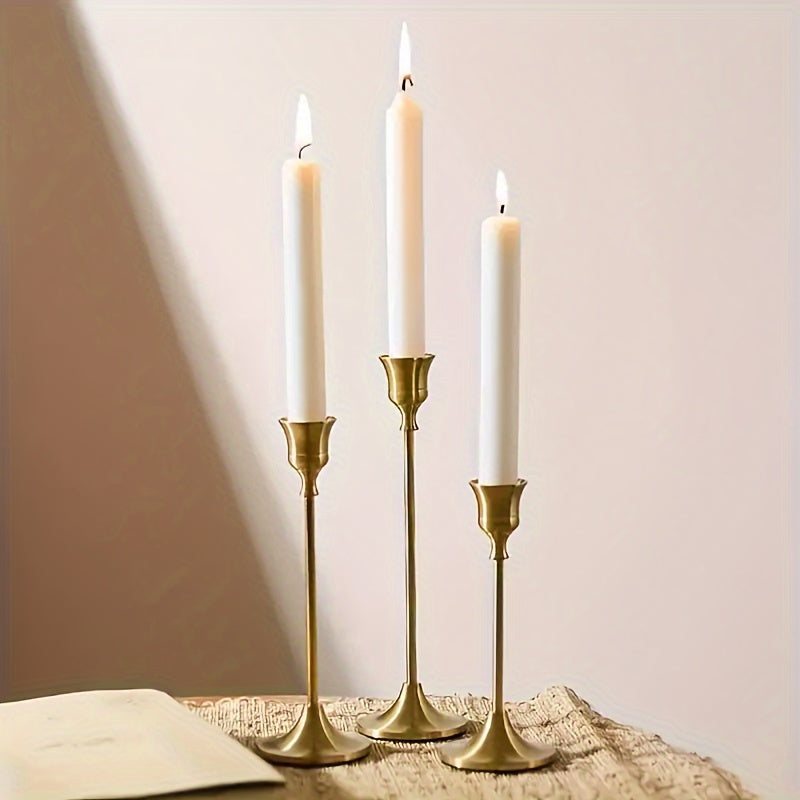 3 metal candle holders - ideal for table decoration at Christmas, Halloween, parties, weddings, anniversaries, and birthdays, serving as elegant centerpieces.