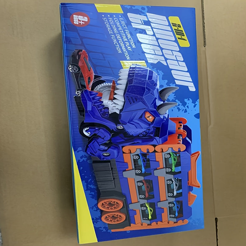 City Track Toy Boy Set, Transforming Dinosaur Truck with 6 Cars, Ultimate Garage Toy for 3-5 Year Olds, Perfect Winter Birthday Gift.