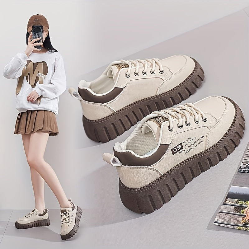 XQ229 New 2024 Spring and Autumn Women's Platform Shoes, Wear-resistant and Trendy, suitable for street photoshoots and students.