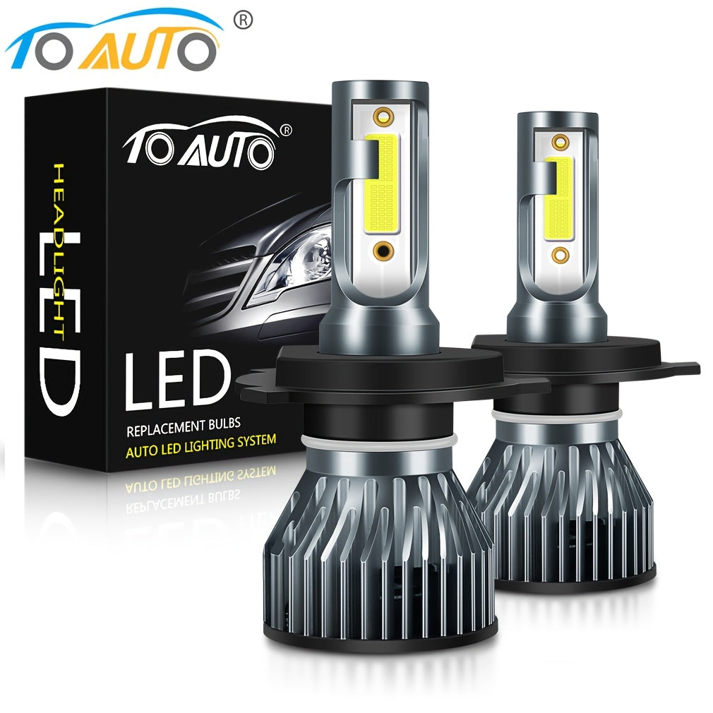 2pcs H4 LED Headlight Bulbs for Car, 40W, 12V, 6000K, Without Battery