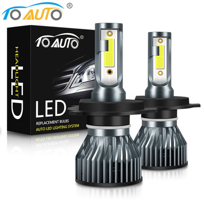 2pcs H4 LED Headlight Bulbs for Car, 40W, 12V, 6000K, Without Battery