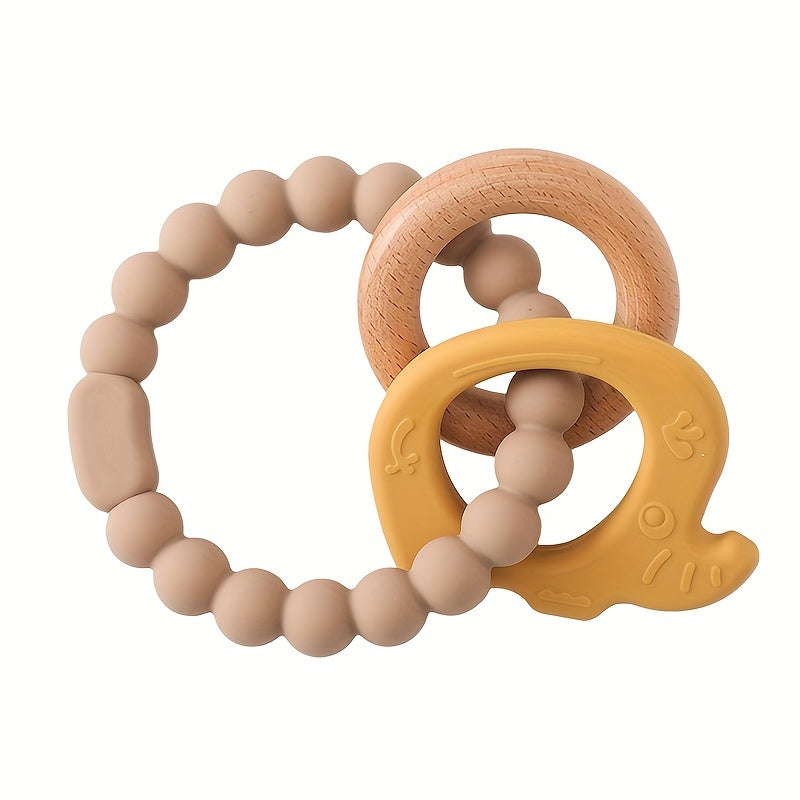 Elephant-shaped baby chewing toy with a soothing molar teether, made free from BPA, phthalates, chlorine, and latex.