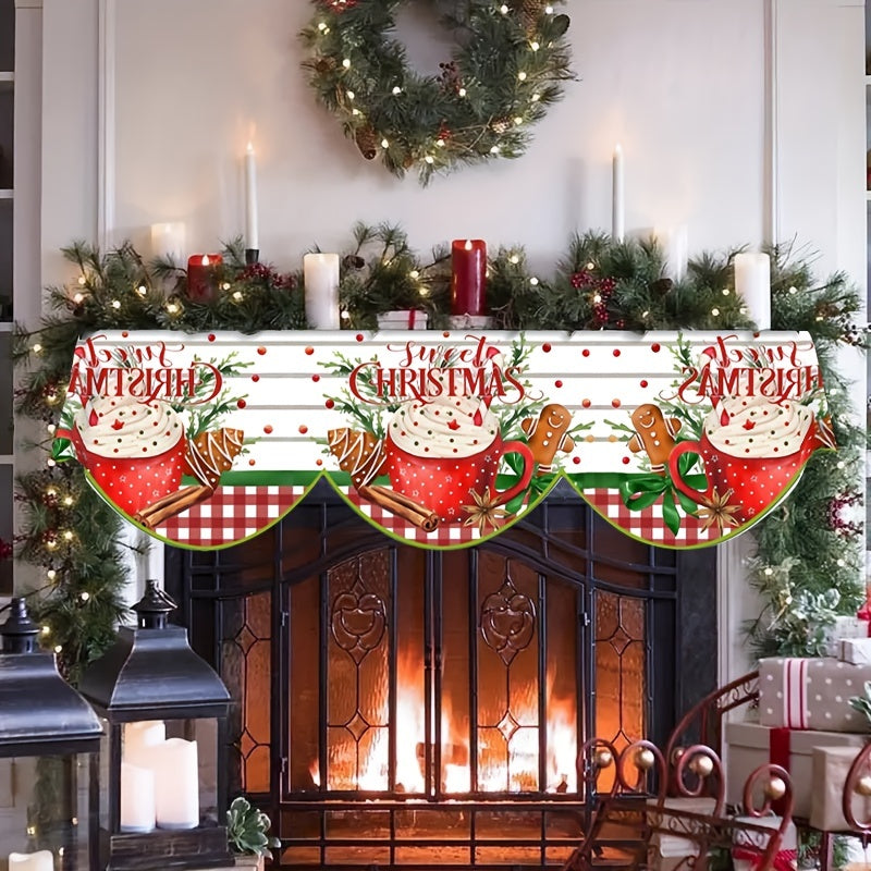 Christmas Candy and Cup Fireplace Mantle Scarf - Enhance Your Holiday Home Decor with this 49.78cm x 199.9cm Scarf, No Batteries Required