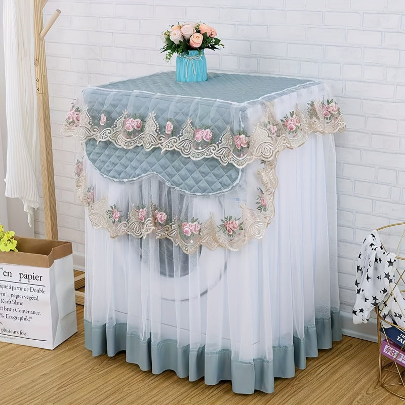 Stylish Lace-Embellished Washing Machine Cover with Sun Protection, Perfect Fit, and Delicate Trim; Made from High-Quality Fabric - Great for Bedroom or Living Room Use, Universally Compatible as a Dust Cover.